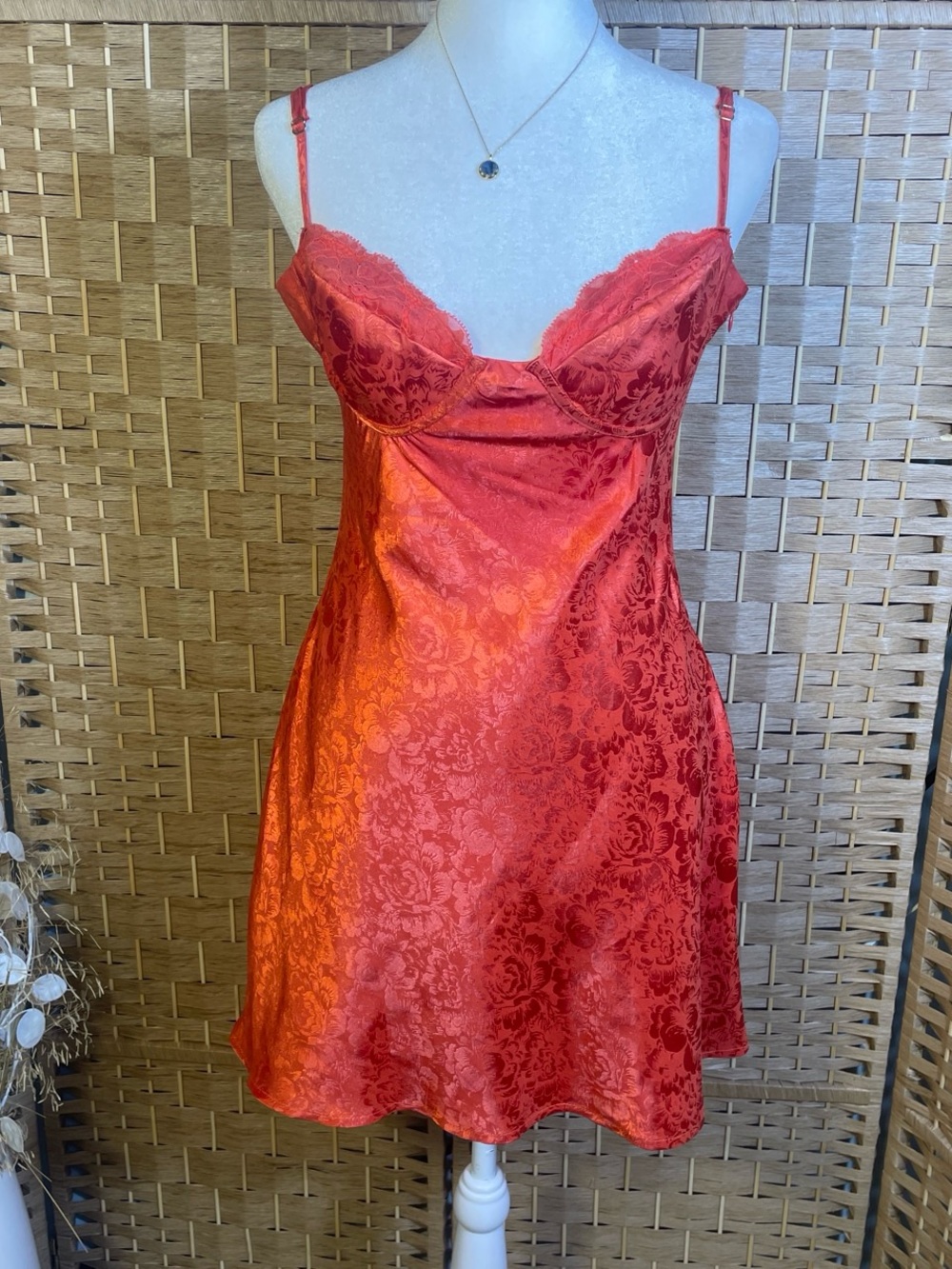 Sexy Red Orange Slip Dress